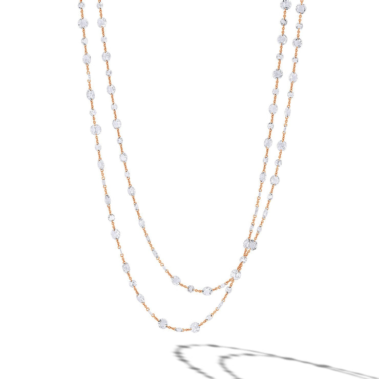 64Facets rose cut diamond chain necklace in 18K gold