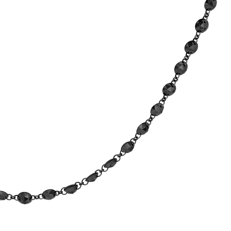 64Facets Black Rose Cut Diamond Chain Necklace in Platinum dipped in rhodium