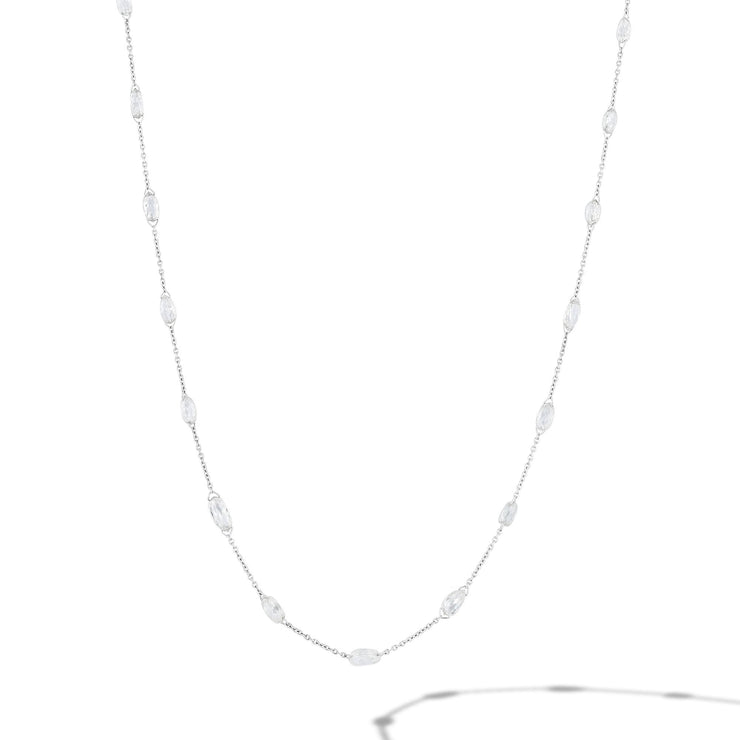 64Facets Briolette Diamond Necklace in 18k White Gold