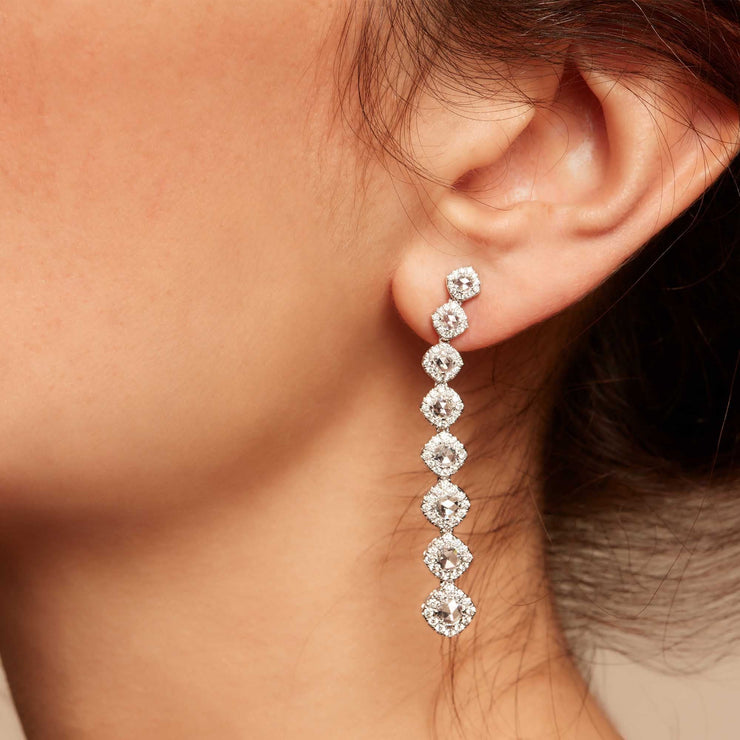 Sparkling One Carat Diamond Drop Earrings In White Gold