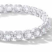 Diamond Tennis Bracelet. Rose cut diamonds accented by micro pave accents in a cushion shape. 