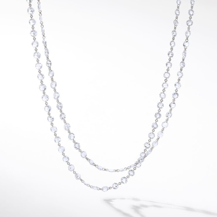 64Facets Rose Cut Diamond Chain Necklace in Platinum and 18K Gold