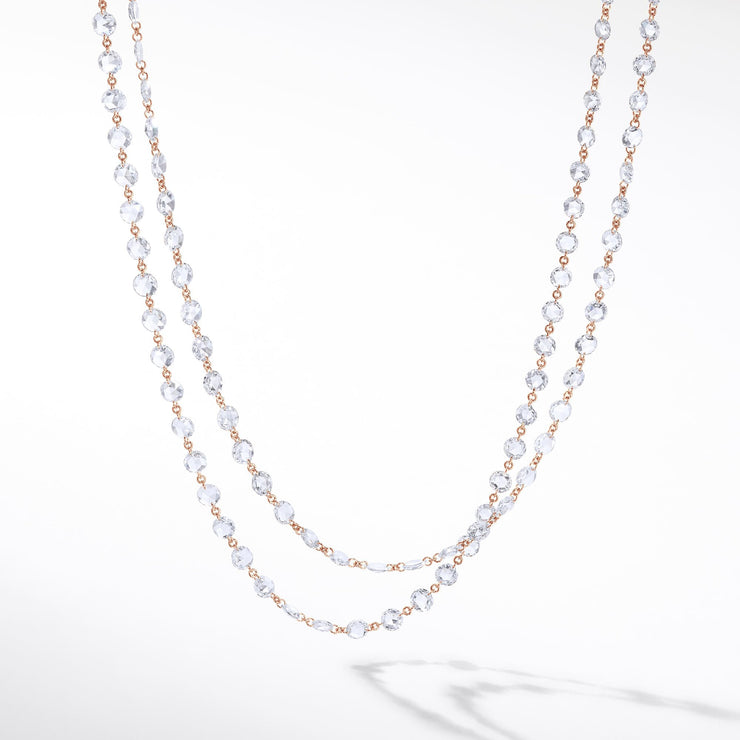 64Facets Rose Cut Diamond Chain Necklace in Platinum and 18K Gold