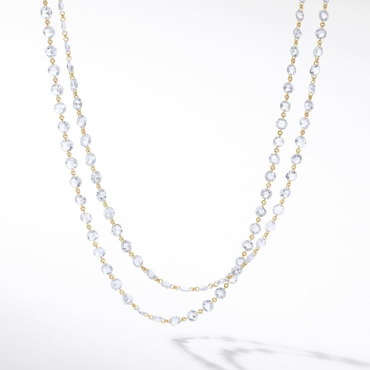 64Facets Rose Cut Diamond Chain Necklace in Platinum and 18K Gold