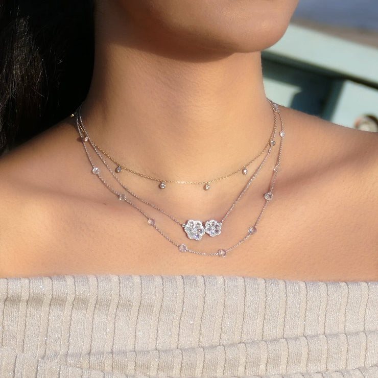 Double chain hot sale diamond necklace