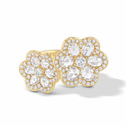 64Facets Double Flower Diamond Ring in 18K Yellow Gold