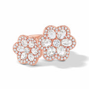 64Facets Double Flower Diamond Ring in 18K Rose Gold