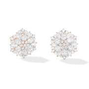 64Facets Rose cut diamond stud earrings set in 18k gold