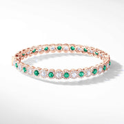 64Facets Emerald Diamond Bangle Bracelet 18K Gold