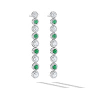 64Facets Emerald and Diamond Drop Dangle Earrings 18K Gold