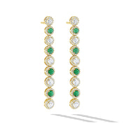 64Facets Emerald and Diamond Drop Dangle Earrings 18K Gold