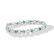 64Facets Emerald and Diamond Tennis Bracelet in 18K Gold