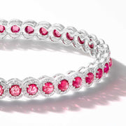 64Facets Ruby and Diamond Bangle Bracelet in 18k Gold