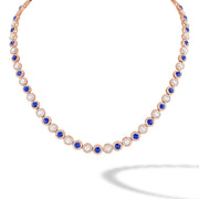 64Facets Sapphire and Diamond Tennis Necklace in 18K Gold