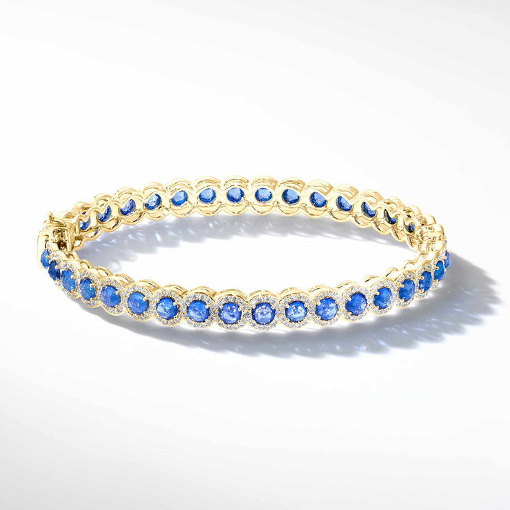 Elements Bangle. Rose-cut sapphire bangle accented with brilliant cut diamonds in micro-pave setting.