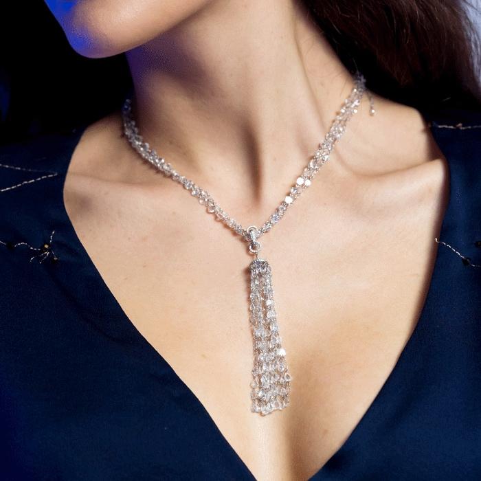 Ethereal Diamond Tassel Pendant for Necklaces