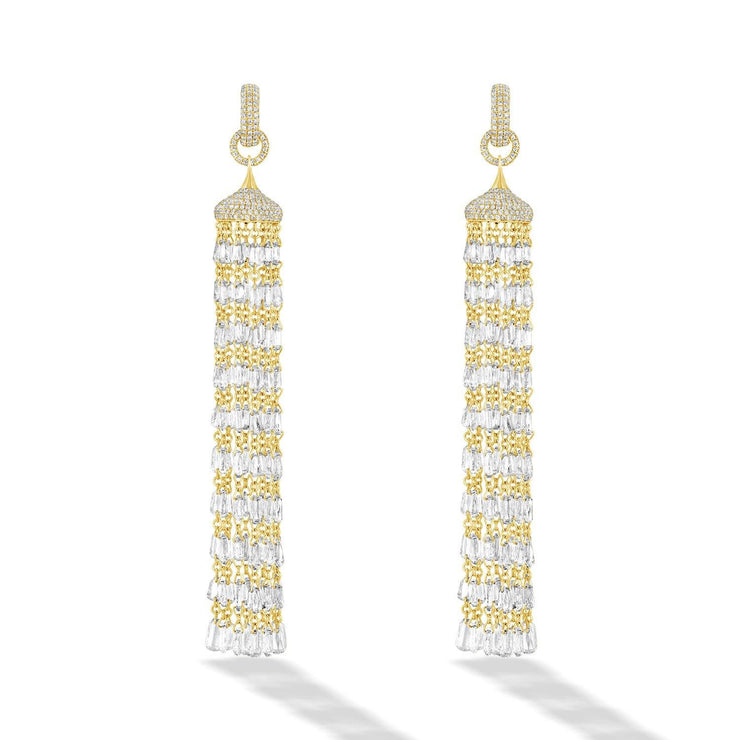 Flat Briolette Diamond Tassel Earrings