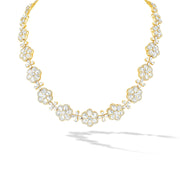 64Facets Floral Diamond Choker Wrap Around Necklace with Flower shapes and rose cut diamonds in 18k gold