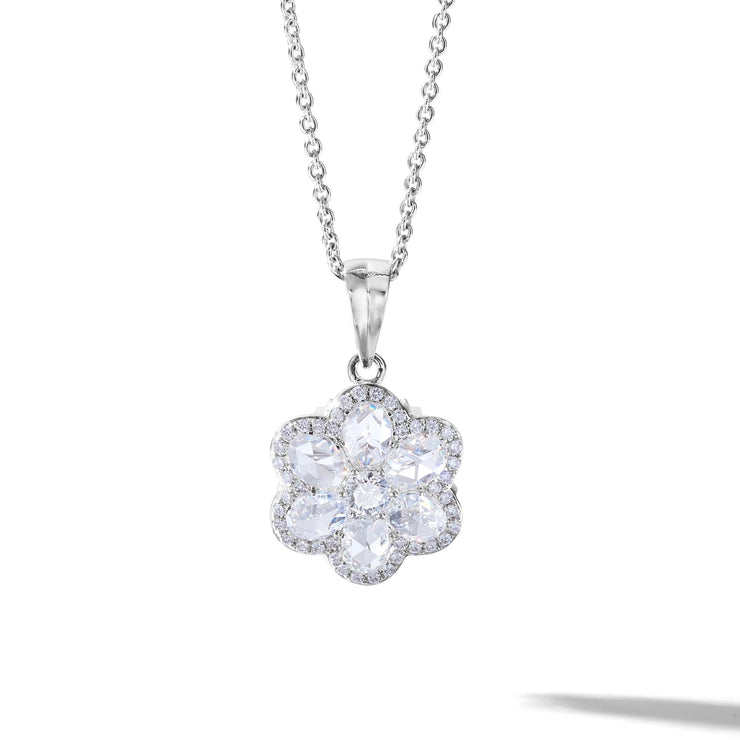 Diamond Halo Pendant with Round Brilliant GIA Certified Natural Diamond in 14K  White Gold - John Marmo