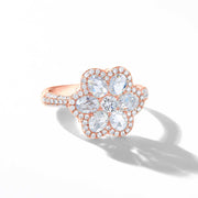 Floral Diamond Ring. Statement or Engagement Ring. 64Facets Fine Jewelry. 18K Rose Gold.