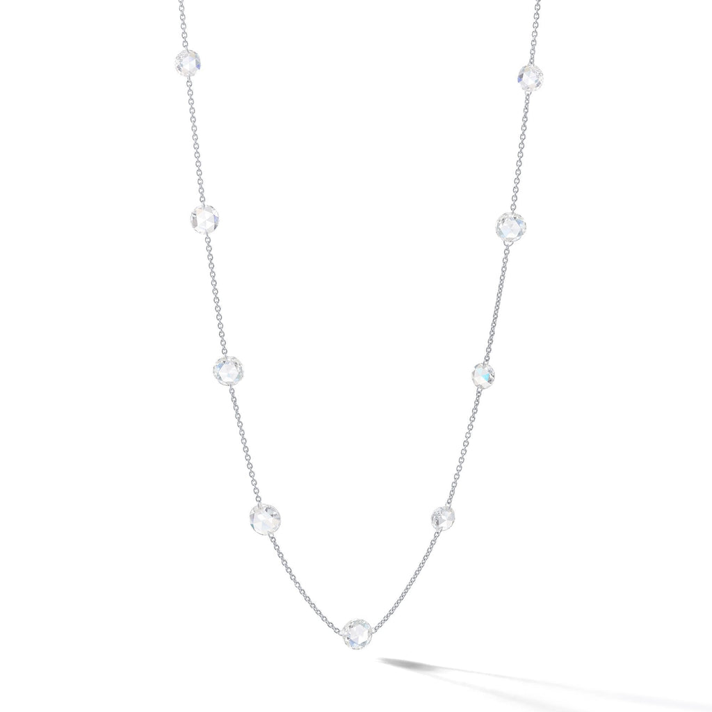 36 inch Long Diamond Station Necklace Strand 14k White Gold 1ct - IN217
