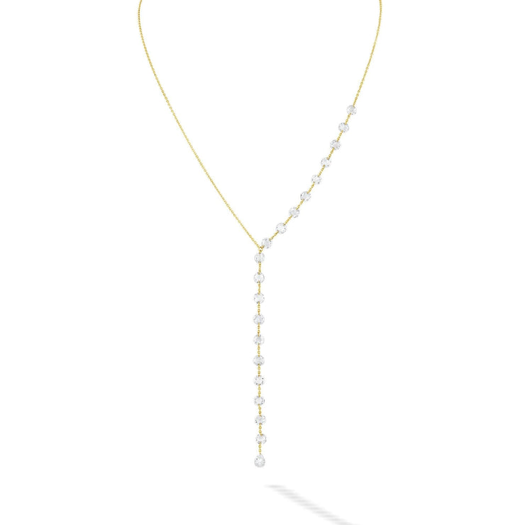 64facets gold and diamond lariat chain necklace