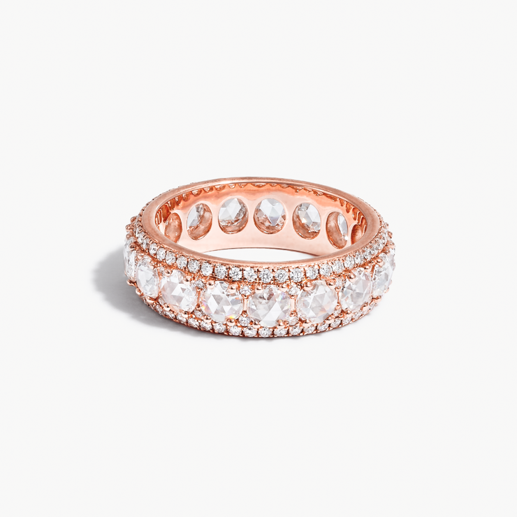 Linear Diamond bangle. Rose Cut Diamonds accented by smaller Brilliant Cut Diamonds.