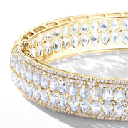 64Facets Rose Cut Diamond Bangle Bracelet in 18K Yellow Gold