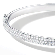 Brilliant Cut Micro Pave Diamond Bangle Bracelet in 18k White Gold.