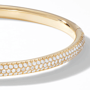 Brilliant Cut Micro Pave Diamond Bangle Bracelet in 18k Yellow Gold.