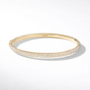 Brilliant Cut Micro Pave Diamond Bangle Bracelet in 18k Yellow Gold. 