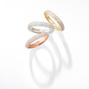 18K Gold Band with Brilliant Cut Pave Diamonds. Available in White, Rose and Yellow Gold. 