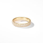 18K Yellow Gold Band with Brilliant Cut Pave Diamonds. 