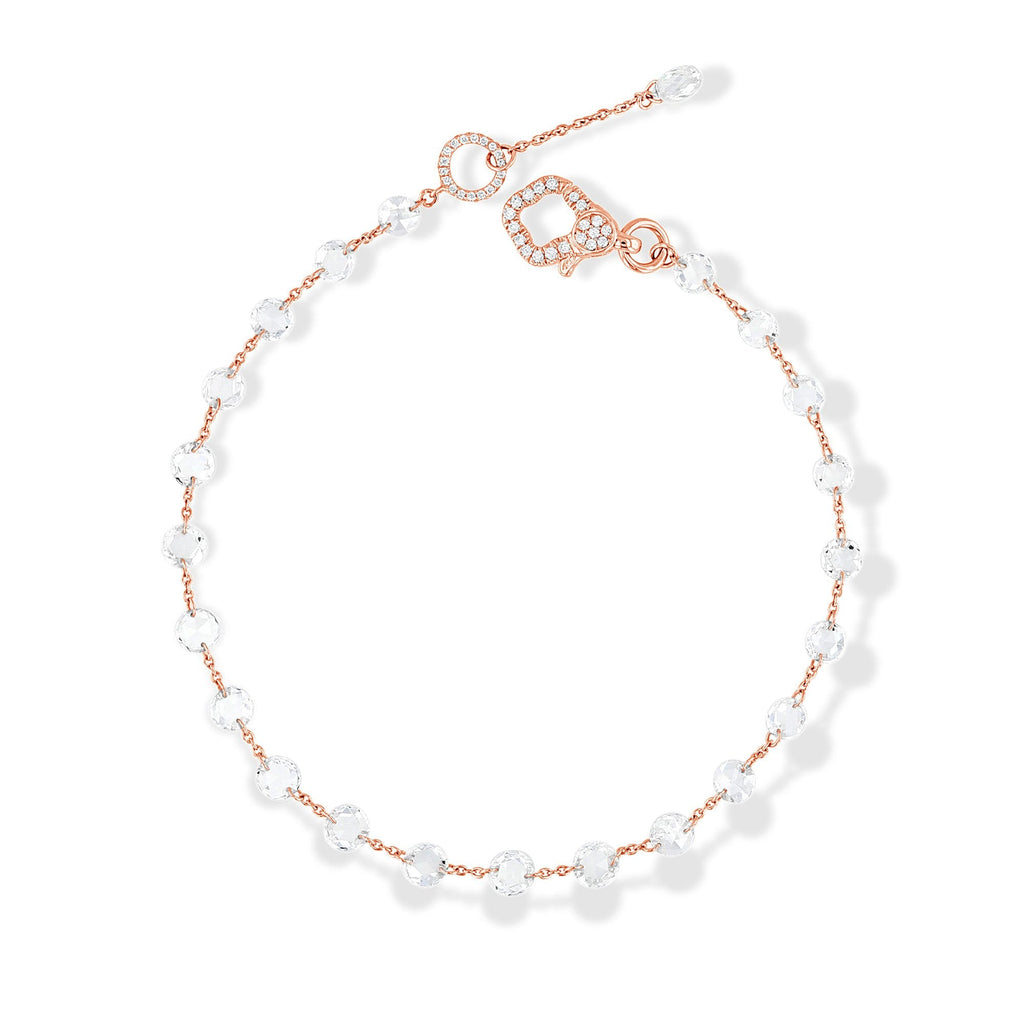 Victorian style rose cut diamond bracelet set in silver backed with gold  Description par door Adin Bijoux Anciens
