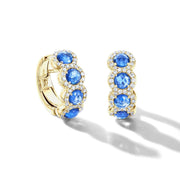 64Facets rose cut sapphire and diamond huggie hoop earrings