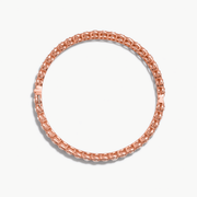 Round Shaped Scallop Diamond Bangle Bracelet. Round rose-cut diamonds accented by round brilliant cut diamonds. 18k Rose Gold.