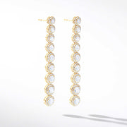 64Facets Scallop Diamond Drop Dangle Earrings. Rose Cut Diamonds Encircled with Pave Diamond Accents, Set in 18K Yellow Gold. 