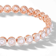 Scallop rose cut diamond tennis bracelet with small brilliant cut diamonds in a pave setting by 64Facets. 18K Gold.