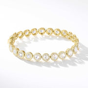 64Facets Scallop Rose Cut Diamond Tennis Bracelet in 18K Yellow Gold