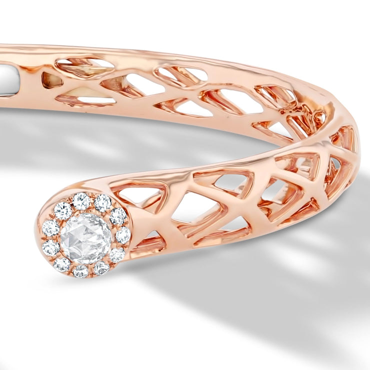 64Facets Scallop Cuff Diamond Bangle Bracelet in 18K Rose Gold