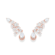 64Facets Diamond Crawler Earrings with Rose Cut and Brilliant Cut Diamonds set in 18k Gold