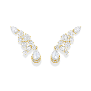 64Facets Diamond Crawler Earrings with Rose Cut and Brilliant Cut Diamonds set in 18k Gold