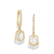 64Facets Serendipity Diamond Tulip Drop Earrings with Step Cut Diamonds and Brilliant Cut Pave Diamonds in 18K Gold