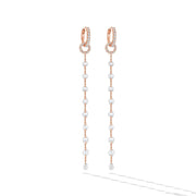 64Facets thin rose cut diamond single drop tassel earring