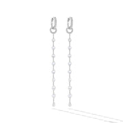 64Facets thin rose cut diamond single drop tassel earring