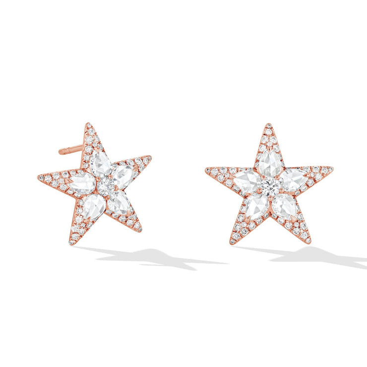 64facets Rigel diamond star shaped stud earrings and 18k gold