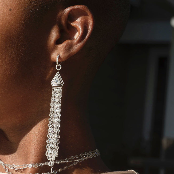 64facets rose cut diamond tassel earrings