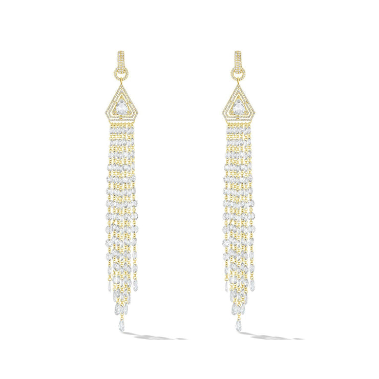 64facets rose cut diamond tassel earrings