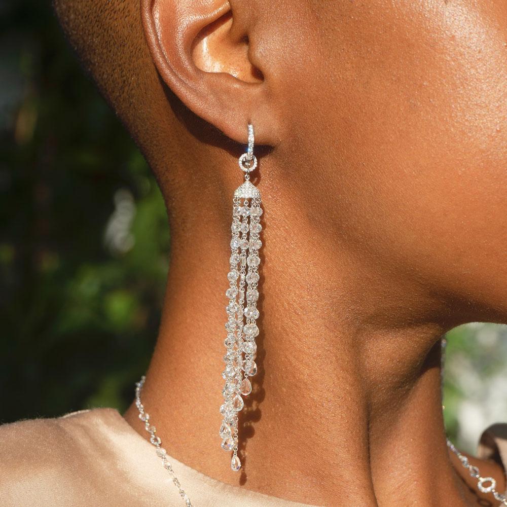 Waterfall Diamond Tassel Earrings 64Facets Fine Jewelry 64Facets India